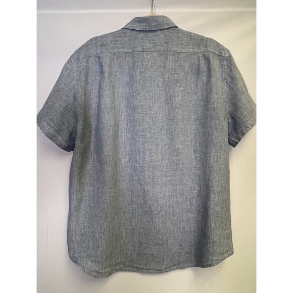 J.Crew Mens Short Sleeve Indigo Organic Chambray Button Down Shirt L Classic - Picture 5 of 13